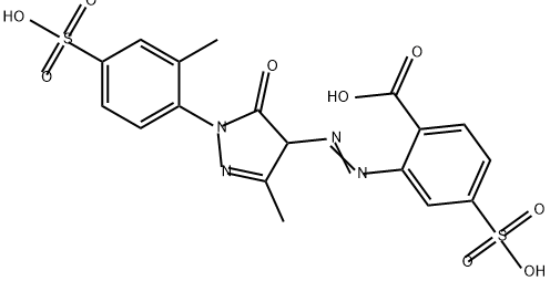 2-[[[4,5-Dihydro-3-methyl-1-(2-methyl-4-sulfophenyl)-5-oxo-1H-pyrazol]-4-yl]azo]-4-sulfobenzoic acid Struktur