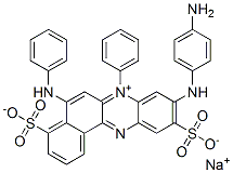 hydrogen-9-[(4-aminophenyl)amino]-7-phenyl-5-(phenylamino)-4,10-disulphonatobenzo[a]phenazinium, sodium salt Struktur