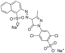 2-[[1-(2,5-dichloro-4-sulphophenyl)-4,5-dihydro-3-methyl-5-oxo-1H-pyrazol-4-yl]azo]naphthalene-1-sulphonic acid, sodium salt Struktur