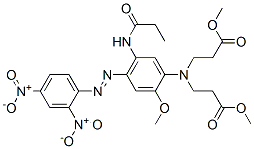 methyl N-[4-[(2,4-dinitrophenyl)azo]-2-methoxy-5-[(1-oxopropyl)amino]phenyl]-N-(3-methoxy-3-oxopropyl)-beta-alaninate Struktur