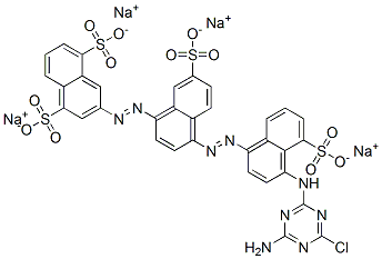 tetrasodium 3-[[4-[[4-[(4-amino-6-chloro-1,3,5-triazin-2-yl)amino]-5-sulphonato-1-naphthyl]azo]-7-sulphonato-1-naphthyl]azo]naphthalene-1,5-disulphonate Struktur