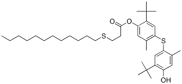 2-(1,1-dimethylethyl)-4-[[5-(1,1-dimethylethyl)-4-hydroxy-2-methylphenyl]thio]-5-methylphenyl 3-(dodecylthio)propionate Struktur