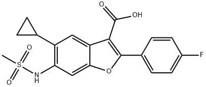 3-Benzofurancarboxylic acid, 5-cyclopropyl-2-(4-fluorophenyl)-6-[(Methylsulfonyl)aMino]- Struktur