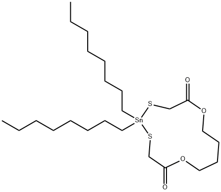 2,2-Dioctyl-6,11-dioxa-2-stanna-1,3-dithiacyclotridecane-5,12-dione Struktur