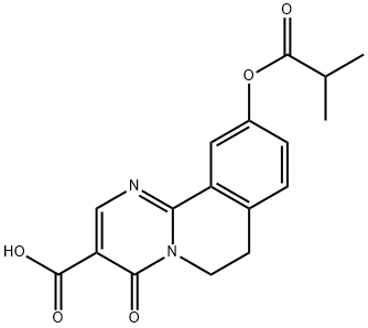 4H-Pyrimido[2,1-a]isoquinoline-3-carboxylic  acid,  6,7-dihydro-10-(2-methyl-1-oxopropoxy)-4-oxo- Struktur