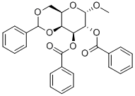 Methyl-4,6-di-O-benzyliden-2,3-di-O-benzoyl-α-D-galactopyranoside Struktur