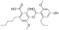 2-Hydroxy-3-[(4-hydroxy-2-methoxy-6-propylbenzoyl)oxy]-4-methoxy-6-pentylbenzoic acid Struktur