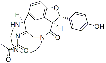 (3S,3aS,15S)-3,3a,6,7,8,9,10,11,12,13,14,15-Dodecahydro-3-(4-hydroxyphenyl)-4H-1,16-etheno-5,15-(propaniminoethano)furo[3,4-l][1,5,10]triazacyclohexadecine-4,21-dione Struktur