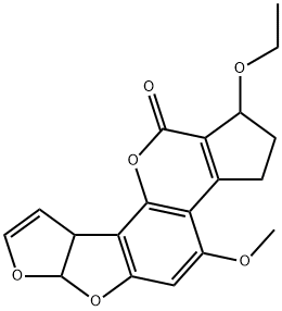 1-Ethoxy-2,3,6a,9a-tetrahydro-4-methoxycyclopenta[c]furo[3',2':4,5]furo[2,3-h][1]benzopyran-11(1H)-one Struktur