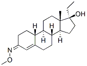 (17S)-17-Hydroxy-19-norpregn-4-en-3-one O-methyl oxime Struktur