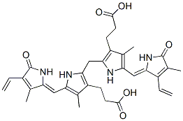 3-[2-[3-(2-Carboxy-ethyl)-4-methyl-5-(3-methyl-5-oxo-4-vinyl-1,5-dihydro-pyrrol-2-ylidenemethyl)-1H-pyrrol-2-ylmethyl]-4-methyl-5-(4-methyl-5-oxo-3-vinyl-1,5-dihydro-pyrrol-2-ylidenemethyl)-1H-pyrrol-3-yl]-propionic acid Struktur