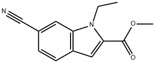 1H-Indole-2-carboxylicacid,6-cyano-1-ethyl-,methylester(9CI) Struktur