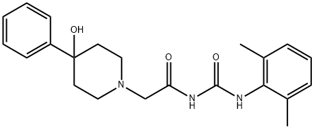 3-(2,6-Dimethylphenyl)-1-[(4-hydroxy-4-phenylpiperidino)acetyl]urea Struktur