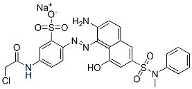 sodium 2-[[2-amino-8-hydroxy-6-[(methylanilino)sulphonyl]-1-naphthyl]azo]-5-(chloroacetamido)benzenesulphonate Struktur