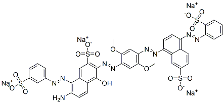 tetrasodium 7-amino-3-[[2,5-dimethoxy-4-[[7-sulphonato-4-[(2-sulphonatophenyl)azo]naphthyl]azo]phenyl]azo]-4-hydroxy-8-[(3-sulphonatophenyl)azo]naphthalene-2-sulphonate Struktur