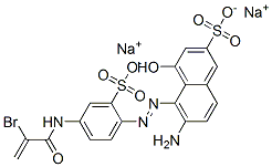 disodium 6-amino-5-[[4-[(2-bromo-1-oxoallyl)amino]-2-sulphonatophenyl]azo]-4-hydroxynaphthalene-2-sulphonate Struktur