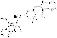 Benzothiazolium,3-ethyl-2-ethyl-2-[[3-[(3-ethyl-2(3H)-benzothiazolylidene)methyl]-5,5-dimethyl-2-cyclohexen-1-ylidene]methyl]-, bromide Struktur