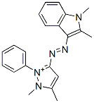 3-[(1,2-Dimethyl-1H-indol-3-yl)azo]-1,5-dimethyl-2-phenyl-1H-pyrazol-2-ium Struktur