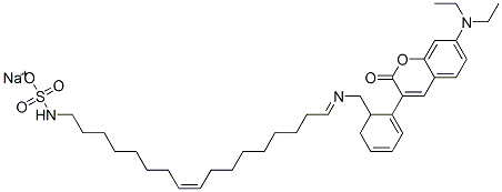 sodium 2-[7-(diethylamino)-2-oxo-2H-1-benzopyran-3-yl]-1H-benzimidazolesulphonate Struktur