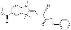 methyl 2-[3-cyano-4-oxo-4-(phenylmethoxy)but-2-enylidene]-2,3-dihydro-1,3,3-trimethyl-1H-indole-5-carboxylate  Struktur