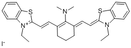 2-[(E)-2-(2-(DIMETHYLAMINO)-3-((E)-2-[3-ETHYL-1,3-BENZOTHIAZOL-2(3H)-YLIDENE]ETHYLIDENE)-1-CYCLOHEXEN-1-YL)ETHENYL]-3-ETHYL-1,3-BENZOTHIAZOL-3-IUM IODIDE Struktur