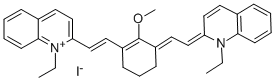 1-ETHYL-2-[(E)-2-(3-((E)-2-[1-ETHYL-2(1H)-QUINOLINYLIDENE]ETHYLIDENE)-2-METHOXY-1-CYCLOHEXEN-1-YL)ETHENYL]QUINOLINIUM IODIDE Struktur