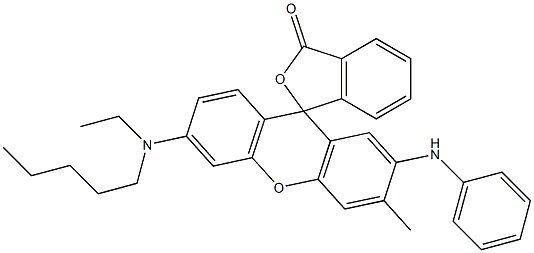 2-Anilino-6-(ethylpentylamino)-3-methylspiro[9H-xanthene-9,3'(1'H)-isobenzofuran]-1'-one Struktur