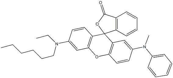 2'-(N-Methylanilino)-6'-(hexylethylamino)spiro[isobenzofuran-1(3H),9'-[9H]xanthen]-3-one Struktur