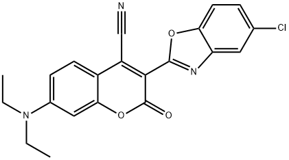 3-(5-chlorobenzoxazol-2-yl)-7-(diethylamino)-2-oxo-2H-1-benzopyran-4-carbonitrile Struktur