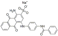 sodium 1-amino-4-[[4-(benzoylamino)phenyl]amino]-9,10-dihydro-9,10-dioxoanthracene-2-sulphonate Struktur