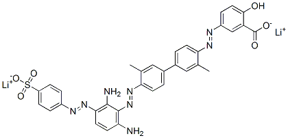 dilithium 5-[[4'-[[2,6-diamino-3-[(4-sulphonatophenyl)azo]phenyl]azo]-3,3'-dimethyl[1,1'-biphenyl]-4-yl]azo]salicylate Struktur