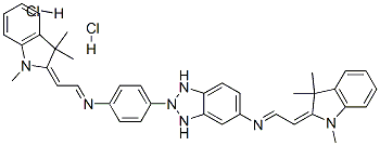 N-[(1,3-dihydro-1,3,3-trimethyl-2H-indol-2-ylidene)ethylidene]-2-[4-[[(1,3-dihydro-1,3,3-trimethyl-2H-indol-2-ylidene)ethylidene]amino]phenyl]-1H-benzotriazole-5-amine dihydrochloride Struktur