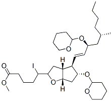 5-[(3aR,4R,5R,6aS)-5-(Tetrahydro-2H-pyran-2-yloxy)-4-[(1E,3S,5S)-5-methyl-3-(tetrahydro-2H-pyran-2-yloxy)-1-nonenyl]hexahydro-2H-cyclopenta[b]furan-2-yl]-5-iodovaleric acid methyl ester Struktur