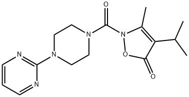 Piperazine,  1-[[3-methyl-4-(1-methylethyl)-5-oxo-2(5H)-isoxazolyl]carbonyl]-4-(2-pyrimidinyl)-  (9CI) Struktur