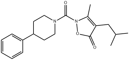 Piperidine,  1-[[3-methyl-4-(2-methylpropyl)-5-oxo-2(5H)-isoxazolyl]carbonyl]-4-phenyl-  (9CI) Struktur