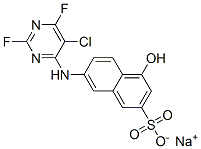 sodium 7-[(5-chloro-2,6-difluoropyrimidin-4-yl)amino]-4-hydroxynaphthalene-2-sulphonate Struktur