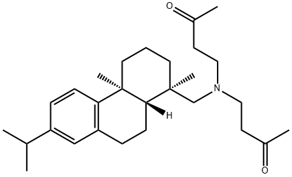 [1R-(1alpha,4abeta,10aalpha)]-4,4'-[[[1,2,3,4,4a,9,10,10a-octahydro-7-isopropyl-1,4a-dimethylphenanthren-1-yl]methyl]imino]bisbutan-2-one Struktur