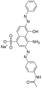 sodium 3-[(4-acetamidophenyl)azo]-4-amino-5-hydroxy-6-(phenylazo)naphthalene-1-sulphonate Struktur