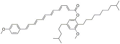 13-(4-Methoxyphenyl)-2,4,6,8,10,12-tridecahexaenoic acid 3-methoxy-2-(9-methyldecyl)-5-(4-methylpentyl)phenyl ester Struktur