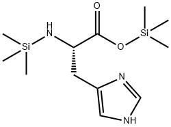 Trimethylsilyl 3-(1H-imidazol-4-yl)-2-[(trimethylsilyl)amino]propanoat e Struktur