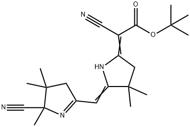 tert-Butyl (2E)-cyano((5Z)-5-[(2-cyano-2,3,3-trimethyl-3,4-dihydro-2H- pyrrol-5-yl)methylene]-4,4-dimethylpyrrolidinylidene)ethanoate Struktur