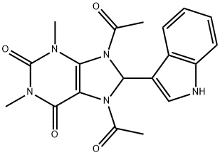 1H-Purine-2,6-dione,  7,9-diacetyl-3,7,8,9-tetrahydro-8-(1H-indol-3-yl)-1,3-dimethyl- Struktur