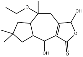 8-Ethoxy-4,4a,5,6,7,7a,8,9-octahydro-1,4-dihydroxy-6,6,8-trimethylazuleno[5,6-c]furan-3(1H)-one Struktur