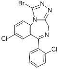 1-Bromo-8-chloro-6-(2-chlorophenyl)-4H-(1,2,4)triazolo(4,3-a)(1,4)benz odiazepine Struktur