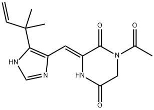 2,5-Piperazinedione, 1-acetyl-3-[[5-(1,1-diMethyl-2-propenyl)-1H-iMidazol-4-yl]Methylene]-, (3Z)- Struktur