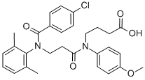 N-(N-(p-Chlorobenzoyl)-3-(2,6-dimethylanilino)propionyl)-4-(p-anisidin o)butyric acid Struktur