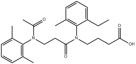 N-(N-Acetyl-3-(2,6-dimethylanilino)propionyl)-4-(2-ethyl-6-methylanili no)butyric acid Struktur