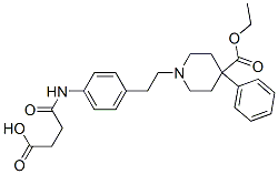 3-[[4-[2-(4-ethoxycarbonyl-4-phenyl-1-piperidyl)ethyl]phenyl]carbamoyl ]propanoic acid Struktur