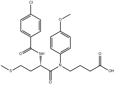 4-[[(2S)-2-[(4-chlorobenzoyl)amino]-4-methylsulfanyl-butanoyl]-(4-meth oxyphenyl)amino]butanoic acid Struktur