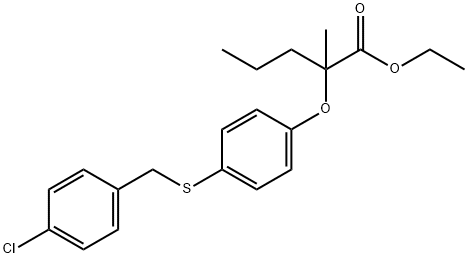 ethyl 2-[4-[(4-chlorophenyl)methylsulfanyl]phenoxy]-2-methyl-pentanoat e Struktur